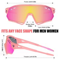 X-TIGER Sportbrille Fahrradbrille UV400 mit 5 Wechselgläser TR90 Rahmen Herren D
