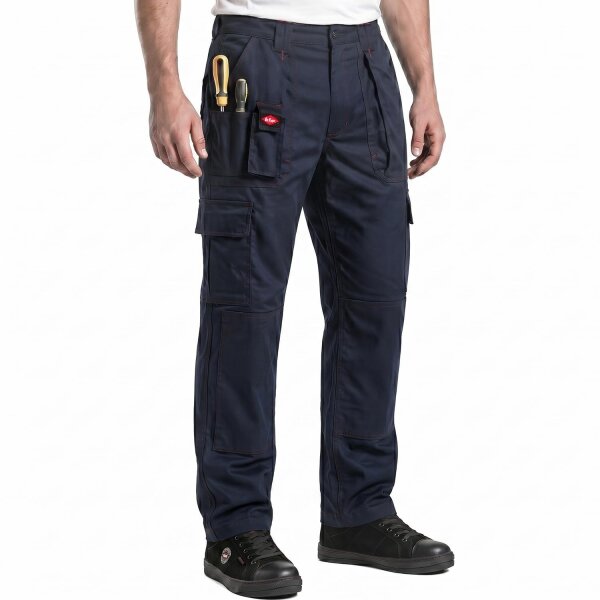 Lee Cooper Herren Arbeitshose Cargo Schwarz mit robusten Kniepolstertaschen W42.
