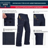 Lee Cooper Herren Arbeitshose Cargo Schwarz mit robusten Kniepolstertaschen W42.