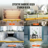 VEVOR Hochwasser Schutzbarrieren 4x wassergefüllt stark PVC 1220x250x170 mm gelb