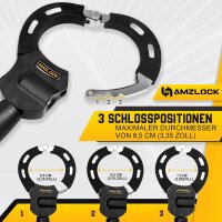 AMZLOCK E Scooter Schloss mit Silikonschutz 8mm gehärtete Kette Gelb 75cm Länge.