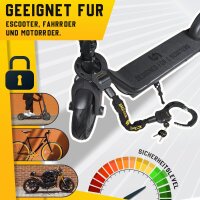 AMZLOCK E Scooter Schloss mit Silikonschutz 8mm gehärtete Kette Gelb 75cm Länge.