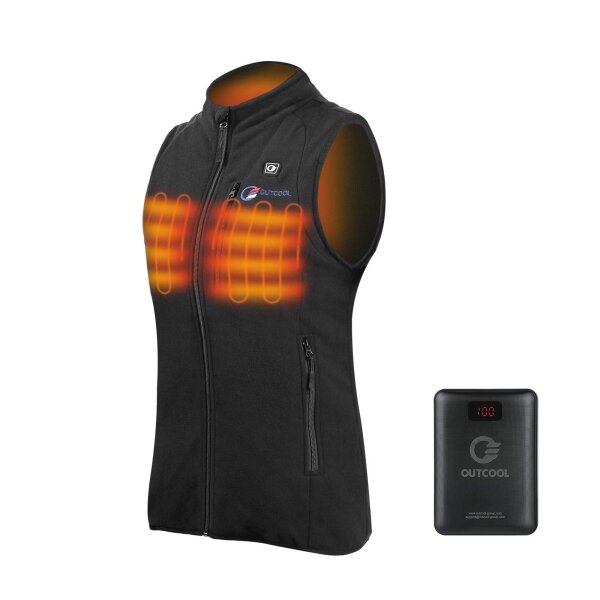 OUTCOOL Thermo-Fleeceweste Damen 4 Heizbereiche 3 Temperaturstufen Schwarz M à %