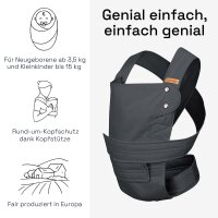 Komfortable Marsupi Babytrage für Kleinkinder bis aus atmungsaktivem Baumwo Grau
