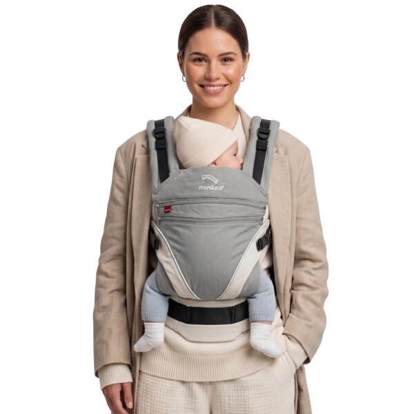 manduca Babytrage XT grey-white – Ergonomische Trage für Neugeborene bis – ab of
