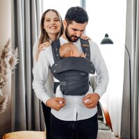 Ergonomische Marsupi Babytrage aus atmungsaktivem Baumwoll-Leinen Gewebe Grau 15