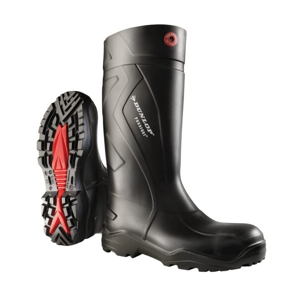 Dunlop Purofort+ Sicherheits-Gummistiefel Schwarz Rot Stahlkappe Slip On Gr. 50