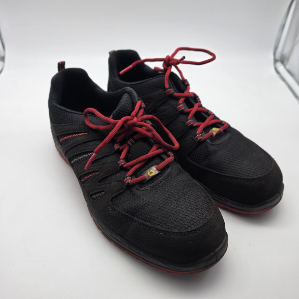ELTEN Maddox S3 Sicherheitshalbschuhe Schwarz Rot ESD Stahlkappe Größe EN Gr. 43