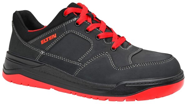 ELTEN MAVERICK Sicherheitshalbschuhe Schwarz Rot Low ESD S3 Schutzschuhe. Gr. 40
