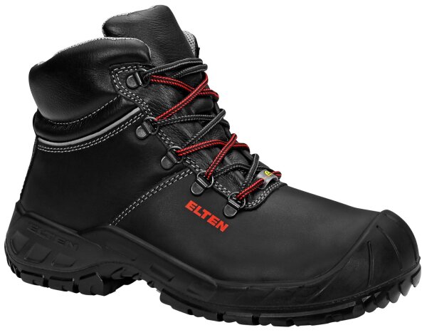ELTEN LAURENZO PU Mid Sicherheitsschuhe ESD S3 Schwarz Leder Stahlkappe C Gr. 49