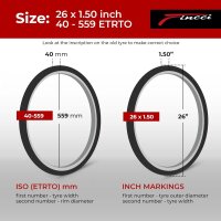 Fincci 26 x 1,50 Zoll Fahrradreifen f Mountainbike Hybrid schwarzem nur 1 REIFEN