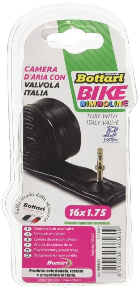 2x Bottari Fahrradschlauch Schwarz 96580 inkl Ventil 16x 1,75 Fahrrad Reifen Kin