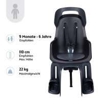 Bobike Go Maxi AVS+ Fahrrad-Kindersitz hinten AVS+ System Citybikes E-Bikes Schw