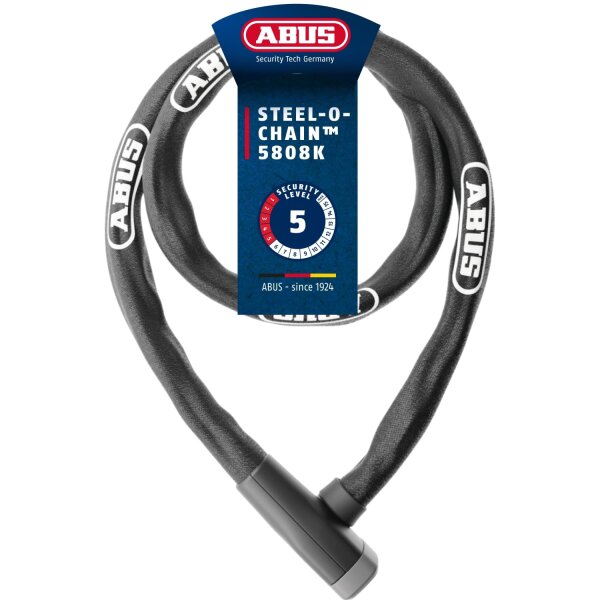 ABUS Kettenschloss Steel-O-Chain 5805K robustes Stahl Fahrradschloss 110 cm lang