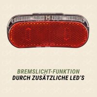 Prophete LED Fahrradrücklicht mit Bremslicht Standlicht Gepäckträgermontage Rot.