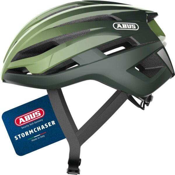 Leichter ABUS StormChaser Rennradhelm grün mit Aerodynamik und Reflektoren Gr. M