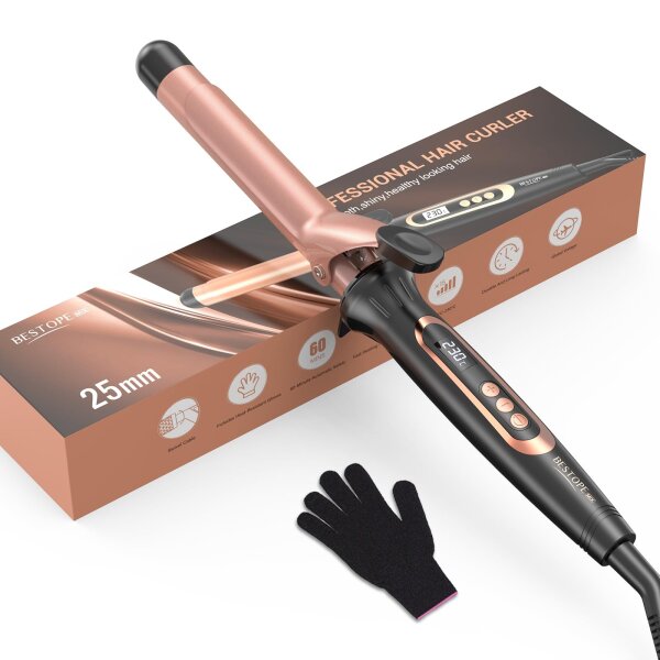 BESTOPE MIX Lockenstab rosa Keramik 25 mm 25 Temperaturstufen 230 °C Netzb Gr. S